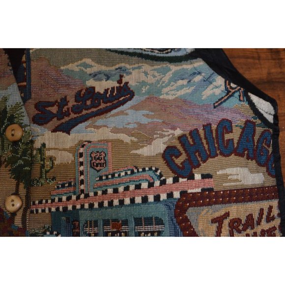 VTG Forelli Moda Internazionale Woomen's Button down Vest Print Size Large Black - Picture 5 of 5